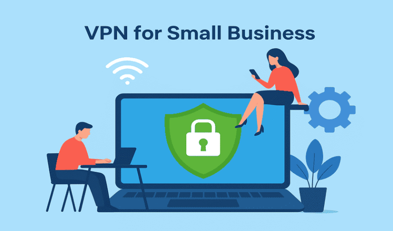 Small business using VPN for secure remote work